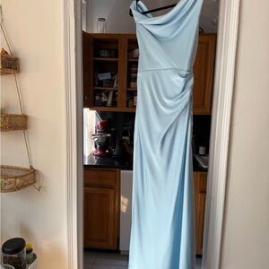 Azazie Sky Blue One-Shoulder Evening Dress